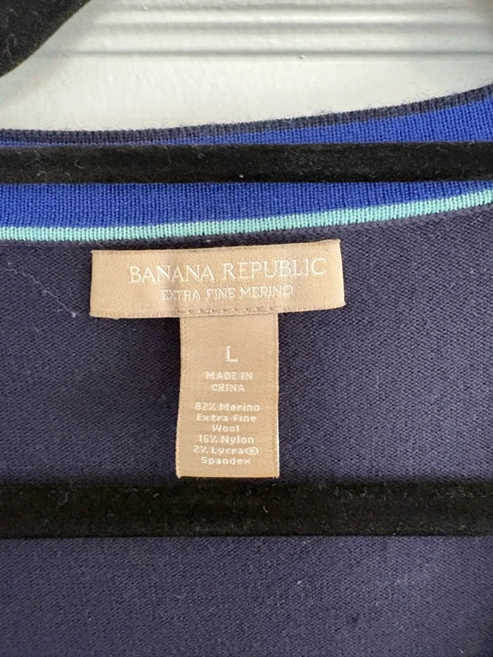 Banana Republic Blue V-Neck Wool Blend Sweater Size Large